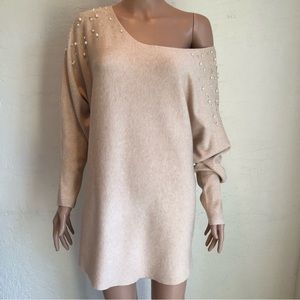 Siren Lily Women’s Size XL Maternity Sweater Beige/Cream Embellished Jeweled